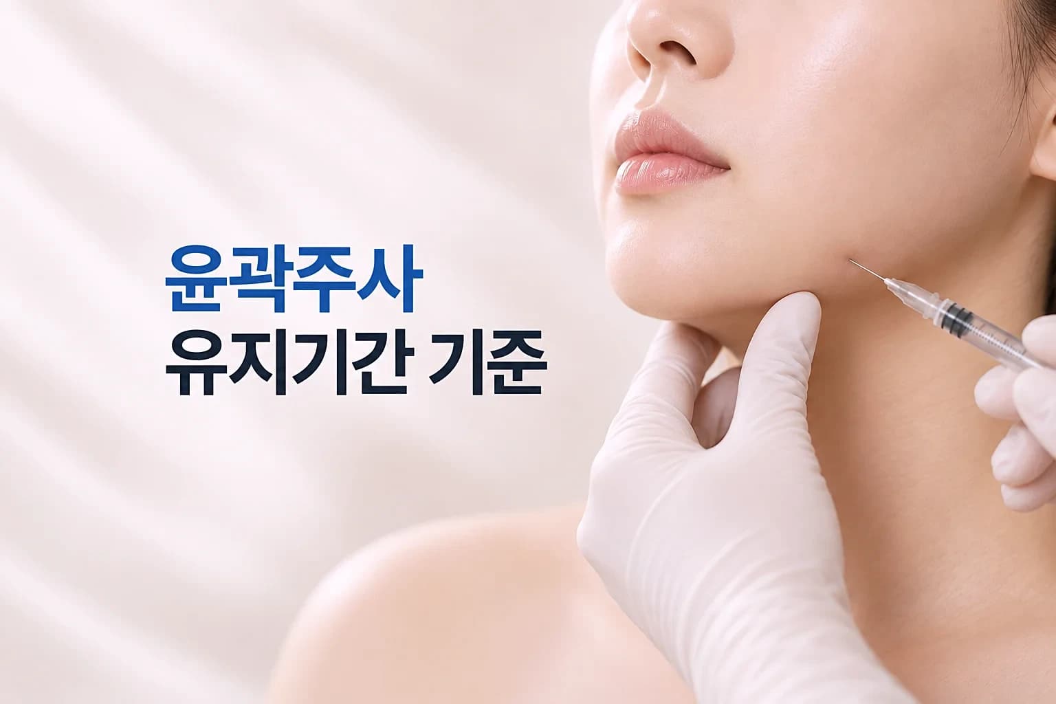 바이알과 주사기, 아래턱 지방층에 주사액이 퍼지는 확대 컷을 담은 윤곽주사 유지기간 썸네일